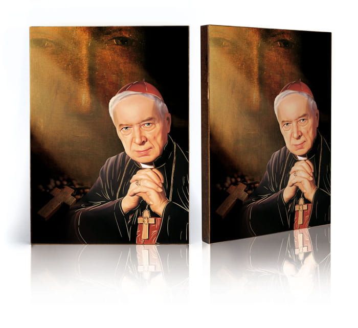 Ikona religijna Błogosławiony Kardynał Wyszyński i MB Częstochowska - Matka Boża - Nowość