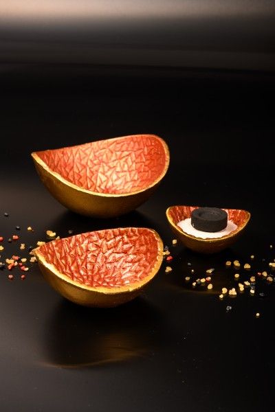 Kadzielnica złota, ozdobna dekoracyjna 13 cm - KADZIELNICE DOMOWE - Nowość