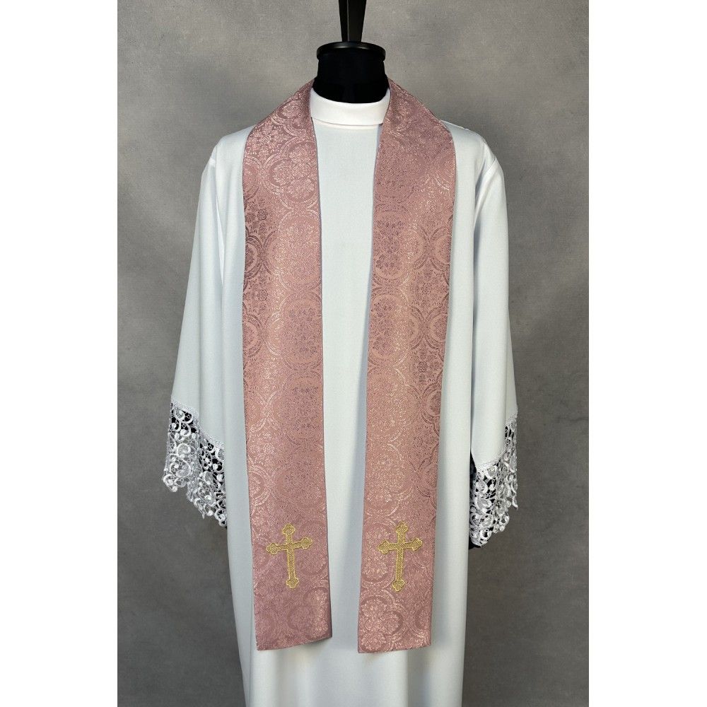 Ornat gotycki różowy + stuła, tkanina żakard (8K) - ORNATY WIELKANOCNE - zdjęcie 3 - Ornat gotycki różowy + stuła, tkanina żakard (8K)