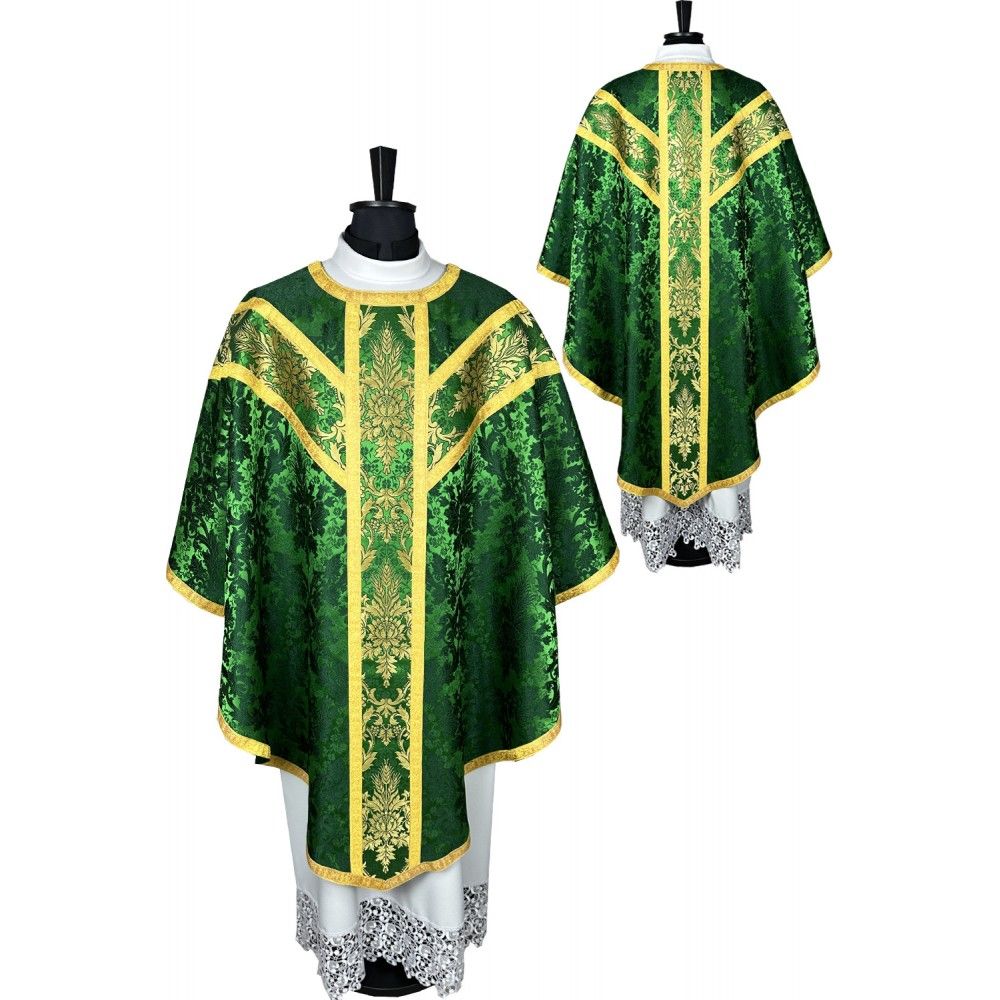 Ornat semi gotycki + stuła, bursa, manipularz, welon na kielich - tkanina żakard (9K) - Ornaty Semi Gotyckie - Nowość