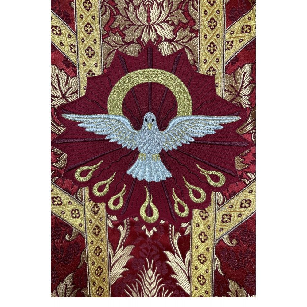 Ornat semi gotycki DUCH ŚWIĘTY + stuła, bursa, manipularz, welon na kielich (10K) - Ornaty haftowane - zdjęcie 5 - Ornat semi gotycki DUCH ŚWIĘTY + stuła, bursa, manipularz, welon na kielich (10K)