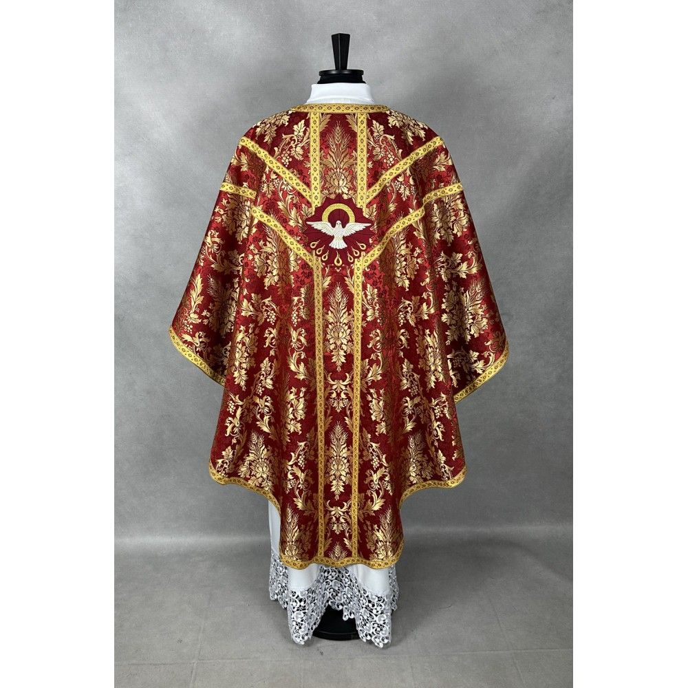 Ornat semi gotycki DUCH ŚWIĘTY + stuła, bursa, manipularz, welon na kielich (10K) - Ornaty haftowane - zdjęcie 4 - Ornat semi gotycki DUCH ŚWIĘTY + stuła, bursa, manipularz, welon na kielich (10K)