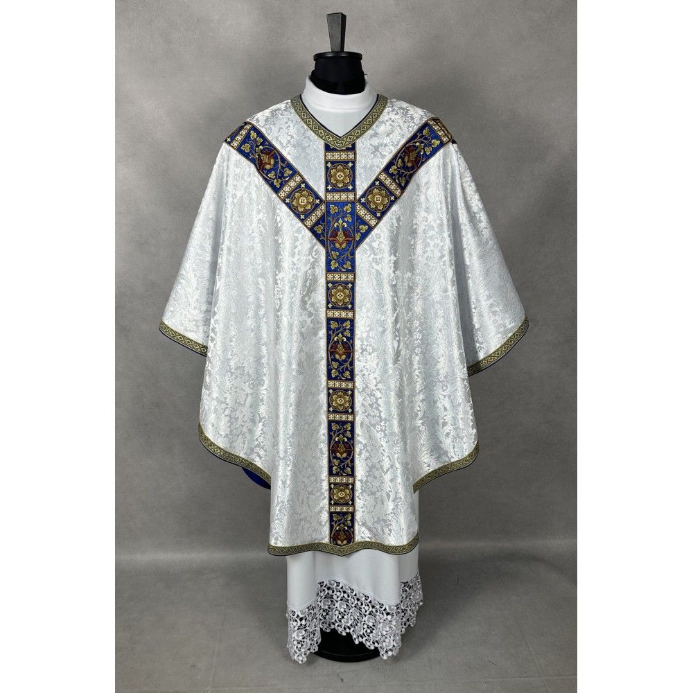 Ornat semi gotycki + stuła, bursa, manipularz, welon na kielich - tkanina żakard (16K) - Ornaty Semi Gotyckie - zdjęcie 3 - Ornat semi gotycki + stuła, bursa, manipularz, welon na kielich - tkanina żakard (16K)