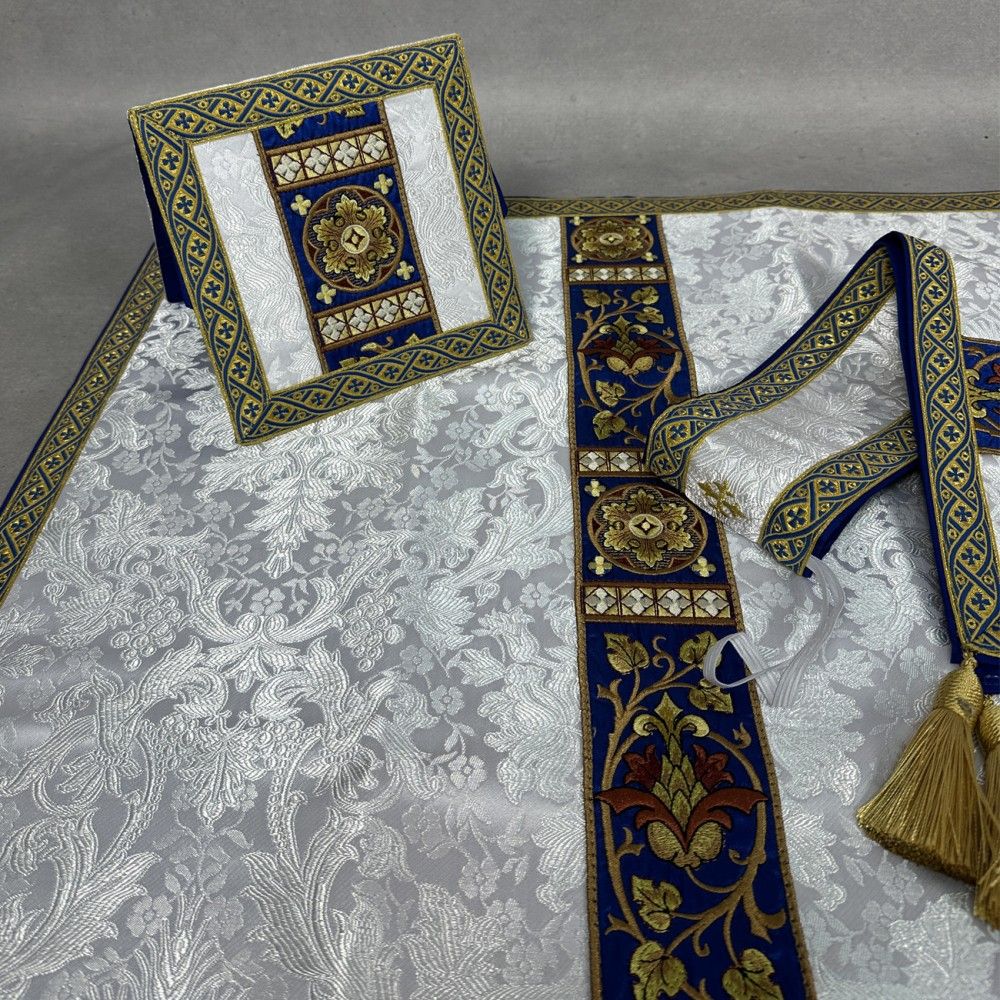 Ornat semi gotycki + stuła, bursa, manipularz, welon na kielich - tkanina żakard (16K) - Ornaty Semi Gotyckie - zdjęcie 8 - Ornat semi gotycki + stuła, bursa, manipularz, welon na kielich - tkanina żakard (16K)