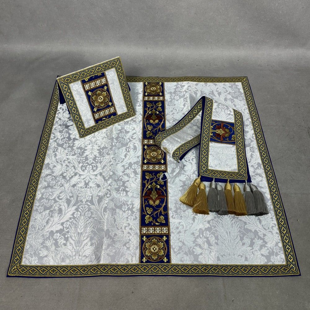 Ornat semi gotycki + stuła, bursa, manipularz, welon na kielich - tkanina żakard (16K) - Ornaty Semi Gotyckie - zdjęcie 9 - Ornat semi gotycki + stuła, bursa, manipularz, welon na kielich - tkanina żakard (16K)