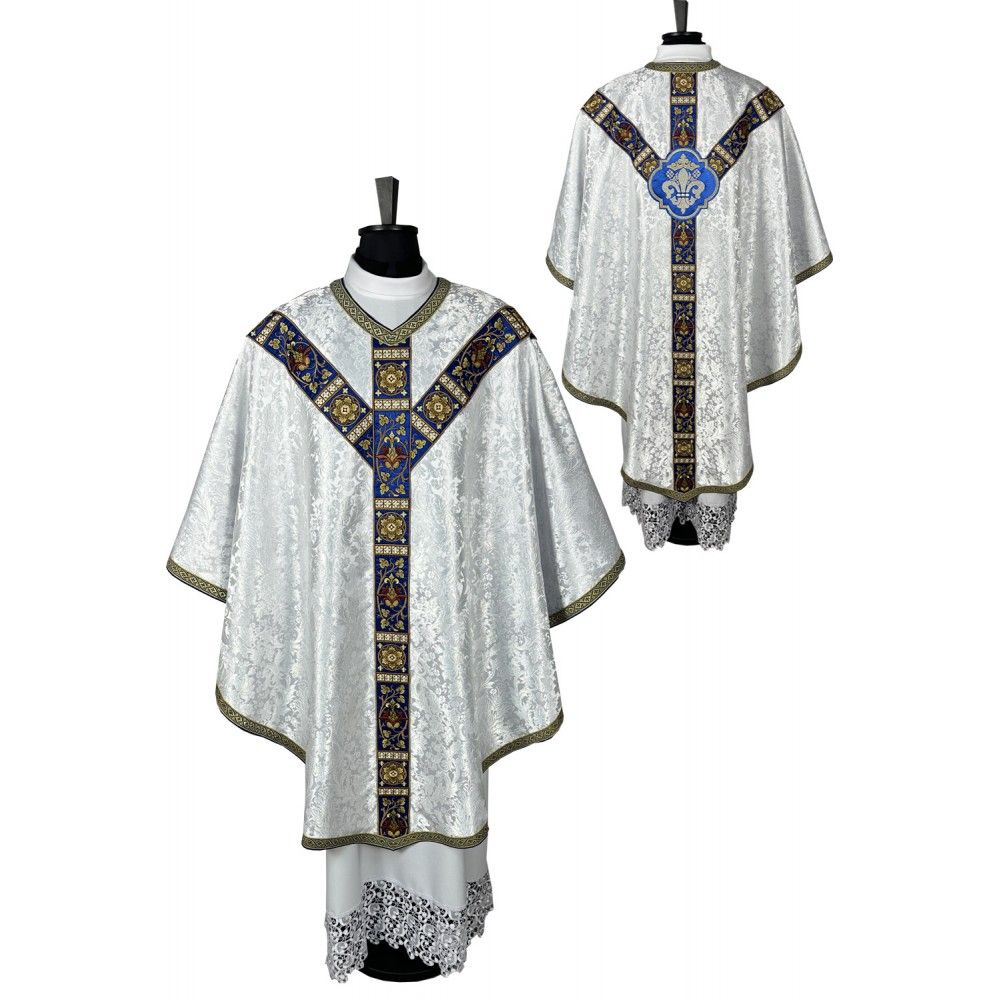 Ornat semi gotycki + stuła, bursa, manipularz, welon na kielich - tkanina żakard (16K) - Ornaty Semi Gotyckie - Nowość