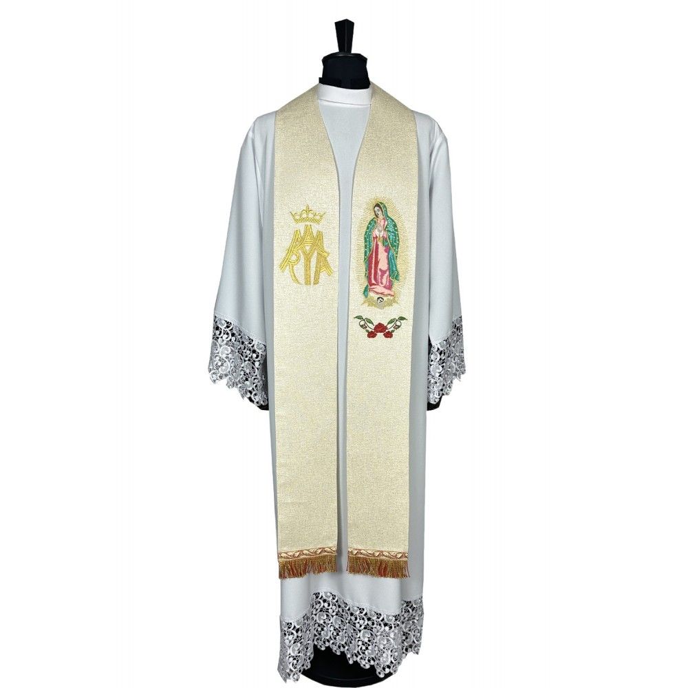 Stuła haftowana Matka Boska z Guadalupe (17K) - Z POSTACIAMI - Nowość