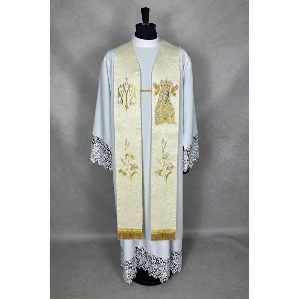 Stuła haftowana Matka Boska Licheńska (18K) - Z POSTACIAMI - zdjęcie 2 - Stuła haftowana Matka Boska Licheńska (18K)