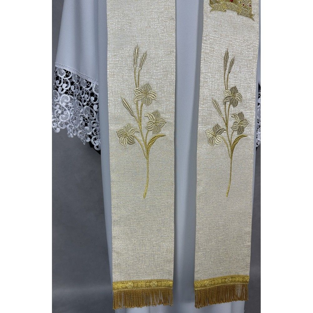 Stuła haftowana Matka Boska Licheńska (18K) - Z POSTACIAMI - zdjęcie 4 - Stuła haftowana Matka Boska Licheńska (18K)