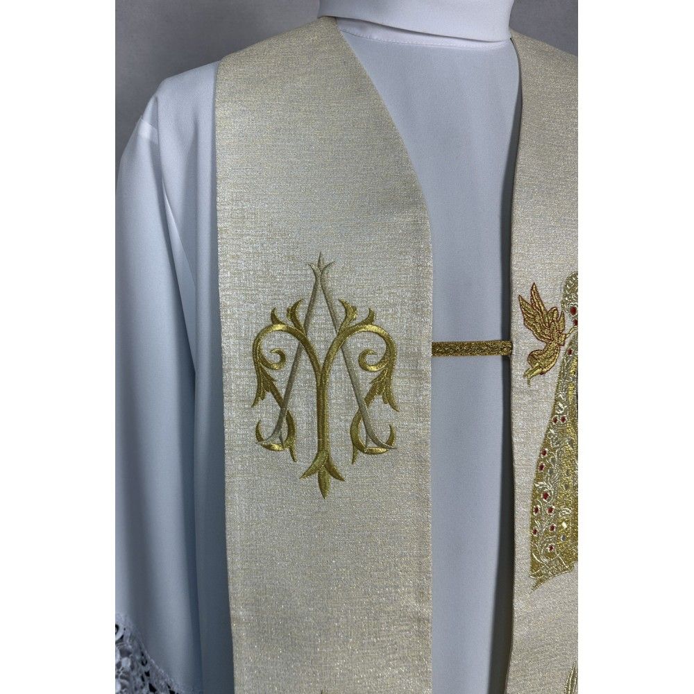 Stuła haftowana Matka Boska Licheńska (18K) - Z POSTACIAMI - zdjęcie 3 - Stuła haftowana Matka Boska Licheńska (18K)