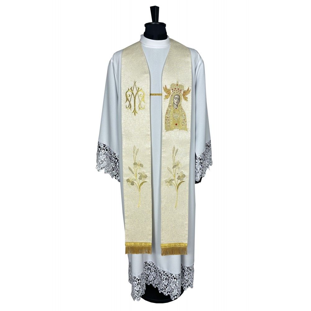 Stuła haftowana Matka Boska Licheńska (18K) - Z POSTACIAMI - Nowość