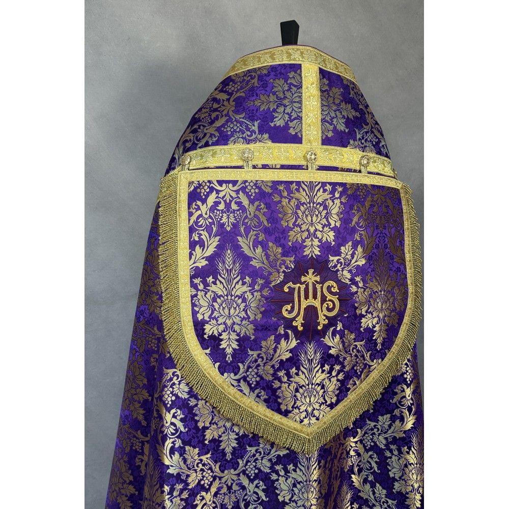 Kapa rzymska fioletowa ze stułą (21K) - KAPY LITURGICZNE - zdjęcie 4 - Kapa rzymska fioletowa ze stułą (21K)