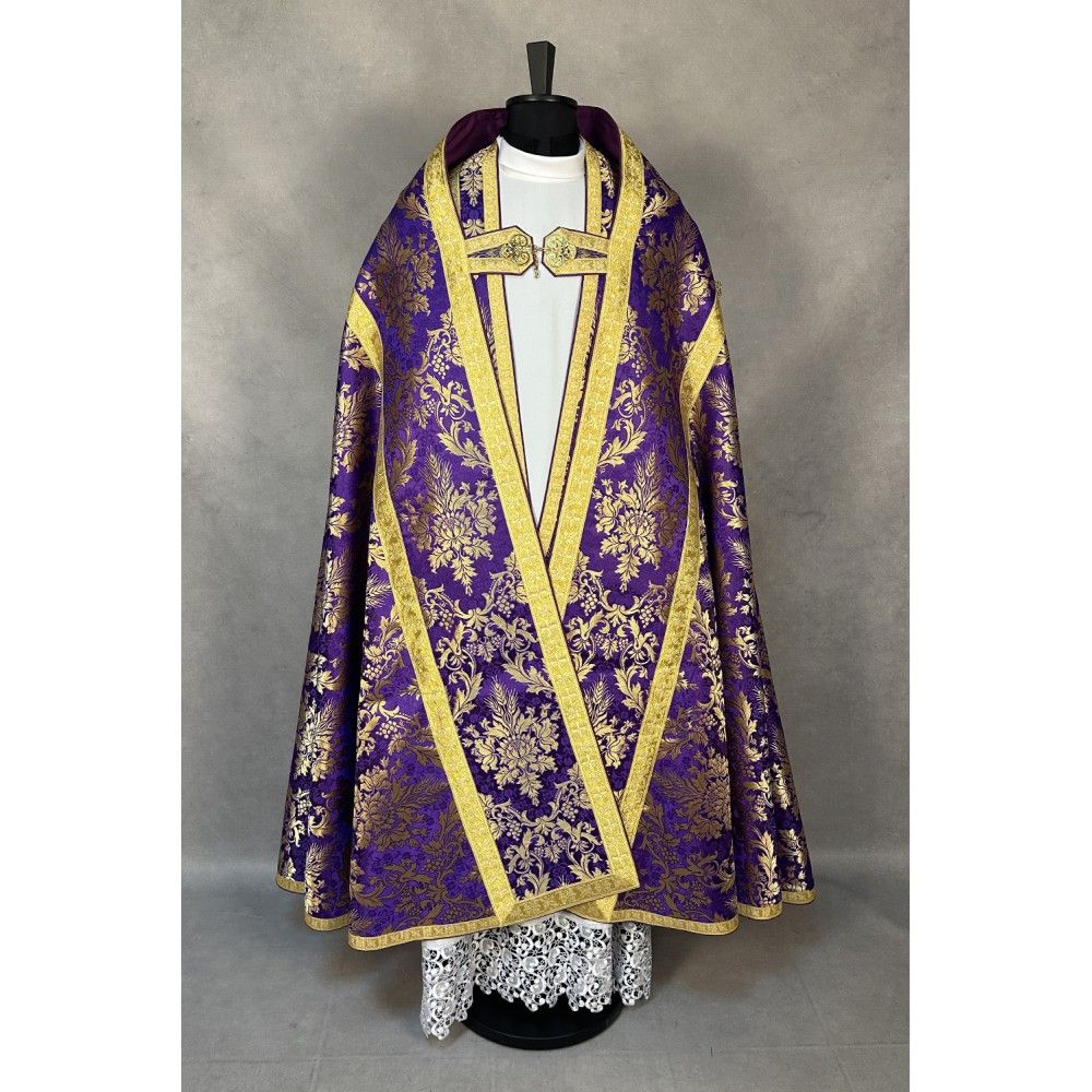 Kapa rzymska fioletowa ze stułą (21K) - KAPY LITURGICZNE - zdjęcie 2 - Kapa rzymska fioletowa ze stułą (21K)