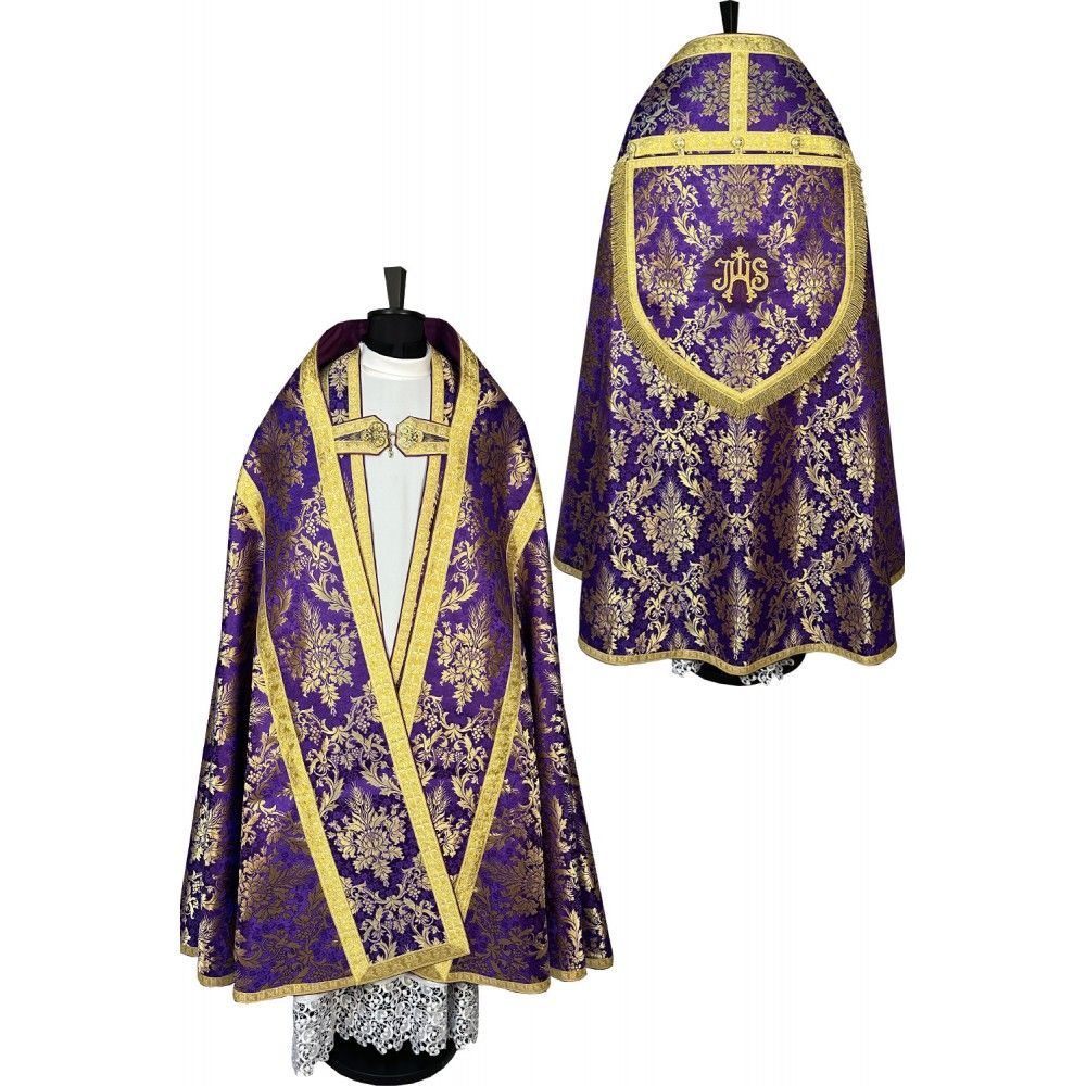 Kapa rzymska fioletowa ze stułą (21K) - KAPY LITURGICZNE - Nowość