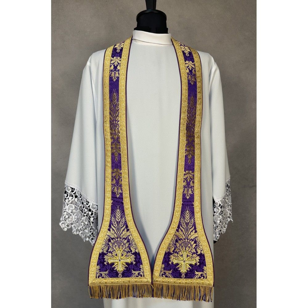 Ornat rzymski fioletowy + Stuła, Manipularz, Bursa i Welon na kielich (22K) - Ornaty rzymskie - zdjęcie 5 - Ornat rzymski fioletowy + Stuła, Manipularz, Bursa i Welon na kielich (22K)