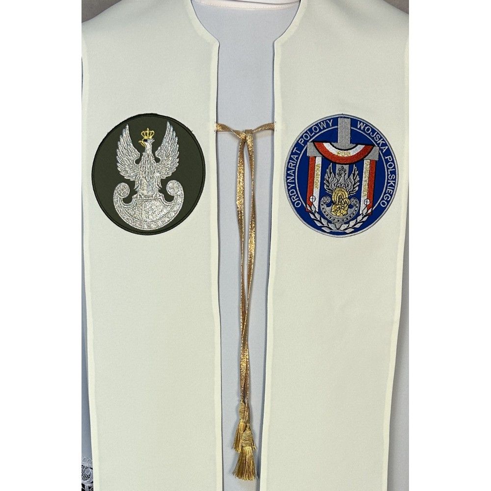 Stuła dwustronna haftowana Wojsko Polskie (23K) - Z POSTACIAMI - zdjęcie 4 - Stuła dwustronna haftowana Wojsko Polskie (23K)
