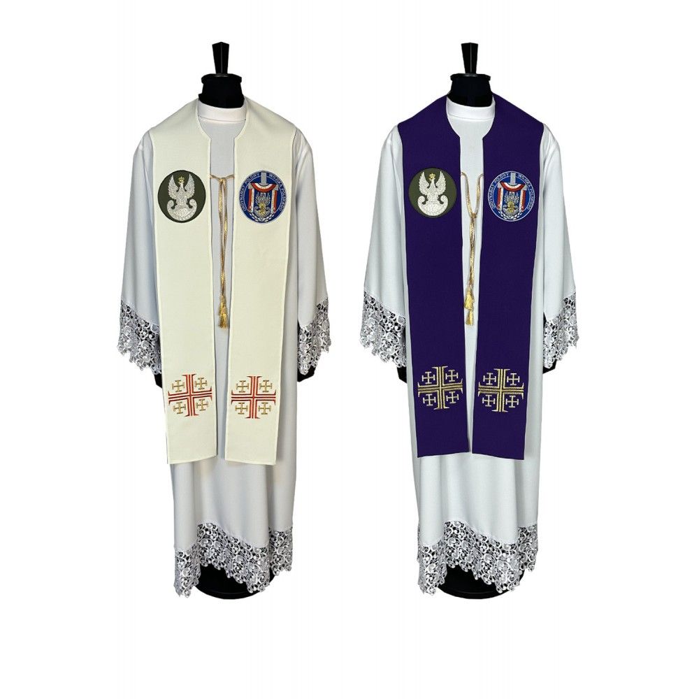 Stuła dwustronna haftowana Wojsko Polskie (23K) - Z POSTACIAMI - Nowość