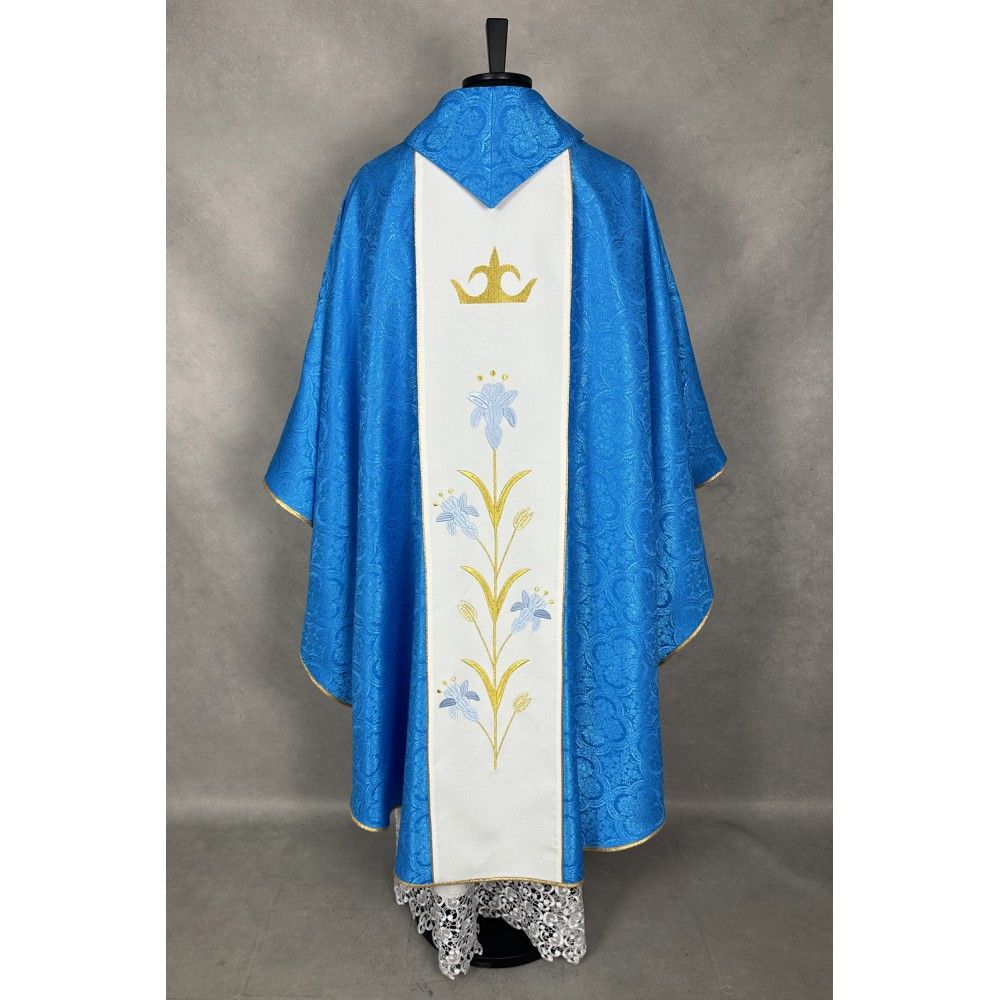 Ornat maryjny niebieski, tkanina żakard (24K) - Ornaty Maryjne - zdjęcie 3 - Ornat maryjny niebieski, tkanina żakard (24K)