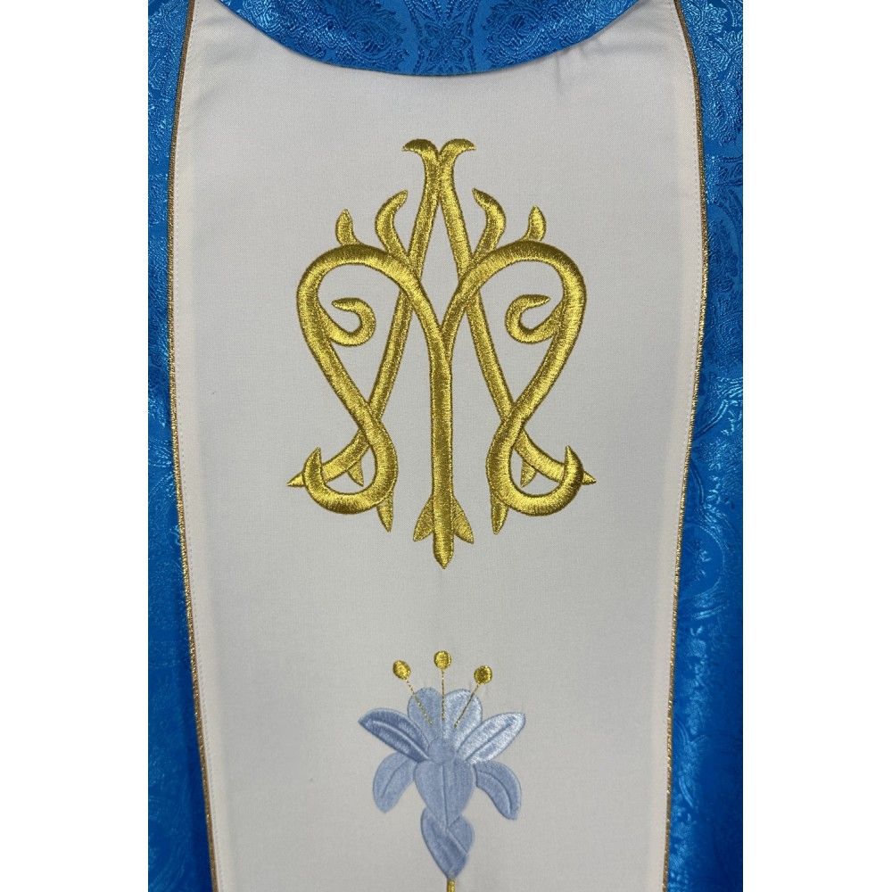 Ornat maryjny niebieski, tkanina żakard (24K) - Ornaty Maryjne - zdjęcie 4 - Ornat maryjny niebieski, tkanina żakard (24K)