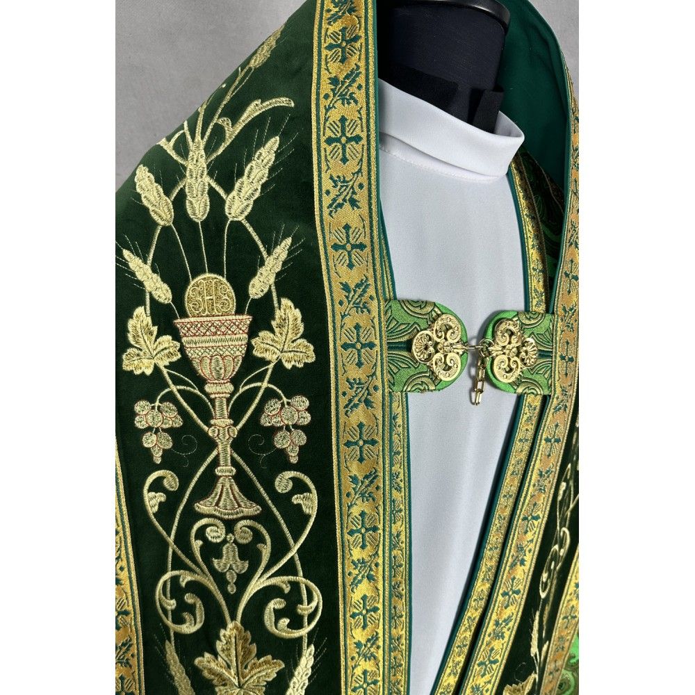 Kapa rzymska zielona ze stułą (26K) - KAPY LITURGICZNE - zdjęcie 4 - Kapa rzymska zielona ze stułą (26K)