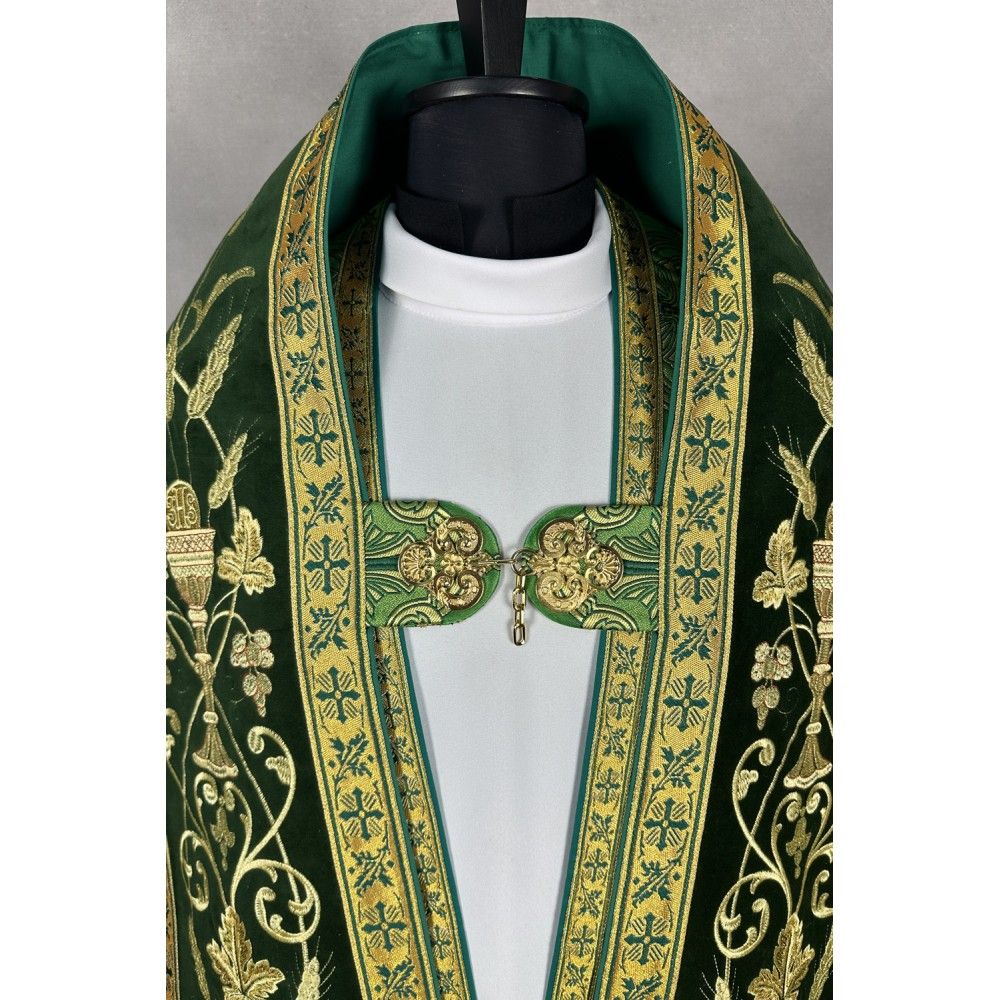 Kapa rzymska zielona ze stułą (26K) - KAPY LITURGICZNE - zdjęcie 5 - Kapa rzymska zielona ze stułą (26K)