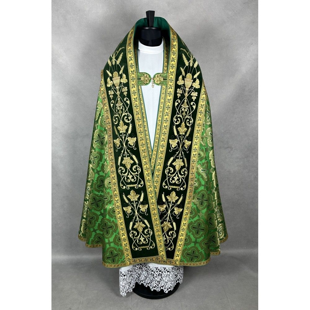 Kapa rzymska zielona ze stułą (26K) - KAPY LITURGICZNE - zdjęcie 2 - Kapa rzymska zielona ze stułą (26K)
