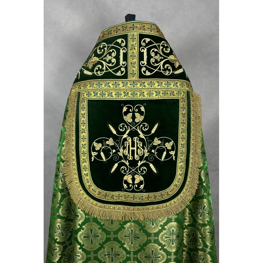 Kapa rzymska zielona ze stułą (26K) - KAPY LITURGICZNE - zdjęcie 3 - Kapa rzymska zielona ze stułą (26K)