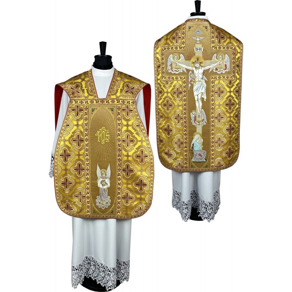Ornat rzymski + Stuła, Manipularz, Bursa i Welon na kielich (27K) - ORNATY WIELKANOCNE - Nowość