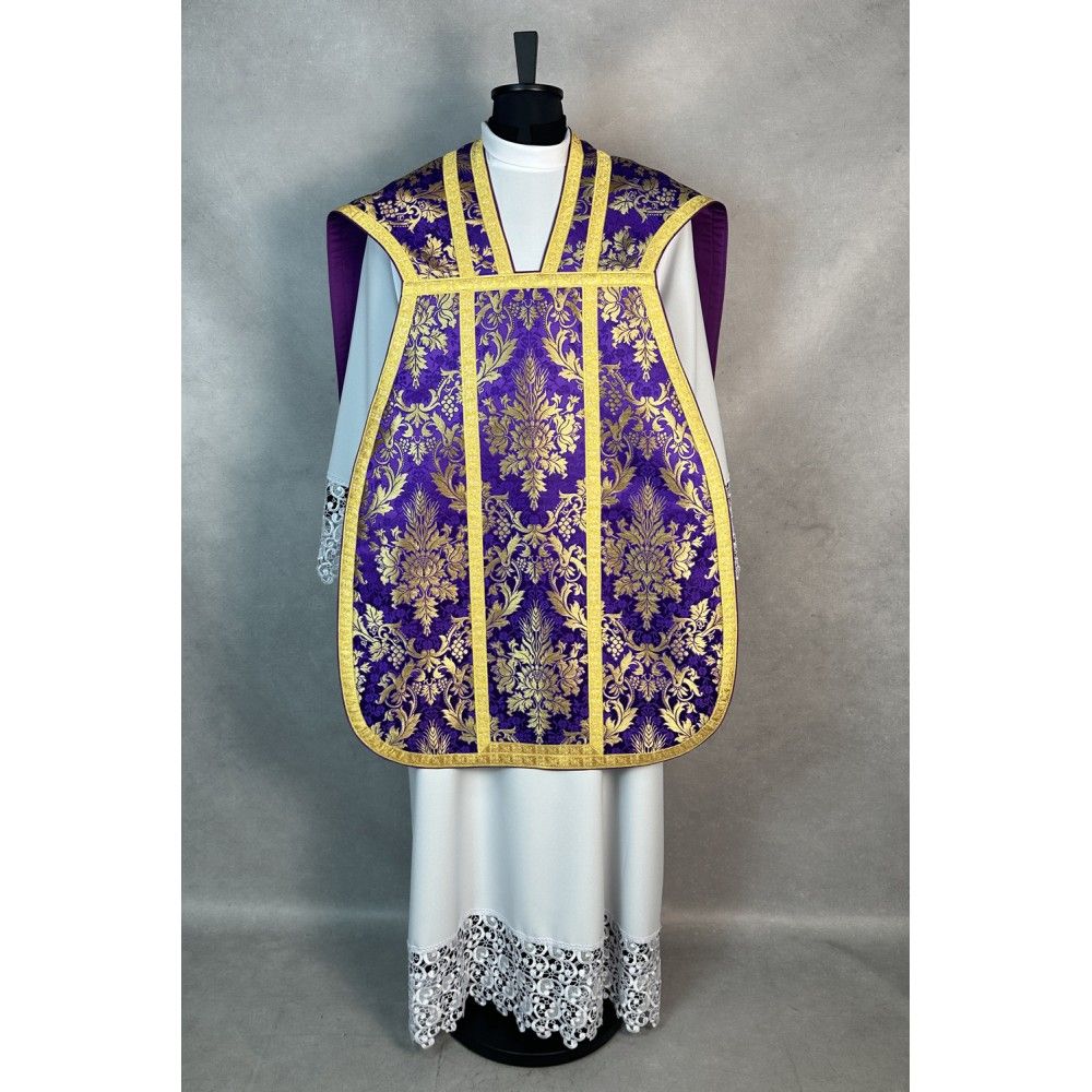 Ornat rzymski fioletowy + Stuła, Manipularz, Bursa i Welon na kielich (30K) - Ornaty rzymskie - zdjęcie 2 - Ornat rzymski fioletowy + Stuła, Manipularz, Bursa i Welon na kielich (30K)