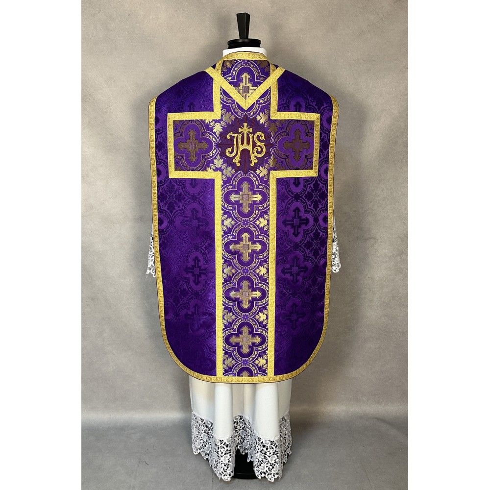 Ornat rzymski fioletowy + Stuła, Manipularz, Bursa i Welon na kielich (31K) - Ornaty rzymskie - zdjęcie 3 - Ornat rzymski fioletowy + Stuła, Manipularz, Bursa i Welon na kielich (31K)