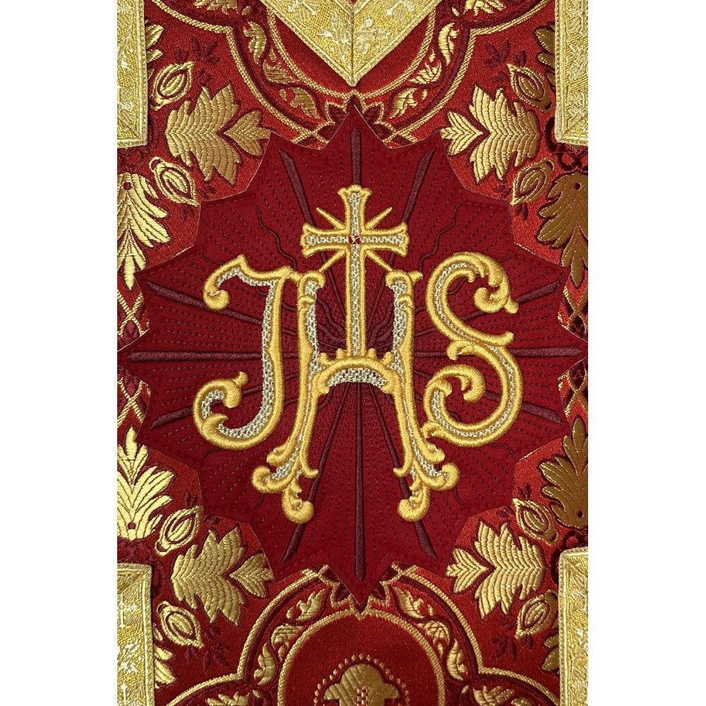 Ornat rzymski czerwony + Stuła, Manipularz, Bursa i Welon na kielich (32K) - ORNATY NA WIELKI POST - zdjęcie 4 - Ornat rzymski czerwony + Stuła, Manipularz, Bursa i Welon na kielich (32K)
