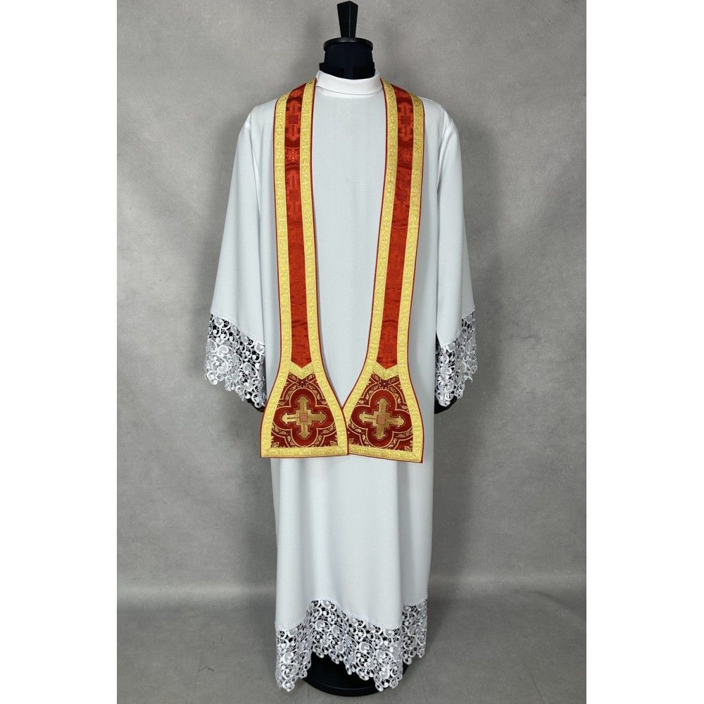 Ornat rzymski czerwony + Stuła, Manipularz, Bursa i Welon na kielich (32K) - ORNATY NA WIELKI POST - zdjęcie 7 - Ornat rzymski czerwony + Stuła, Manipularz, Bursa i Welon na kielich (32K)