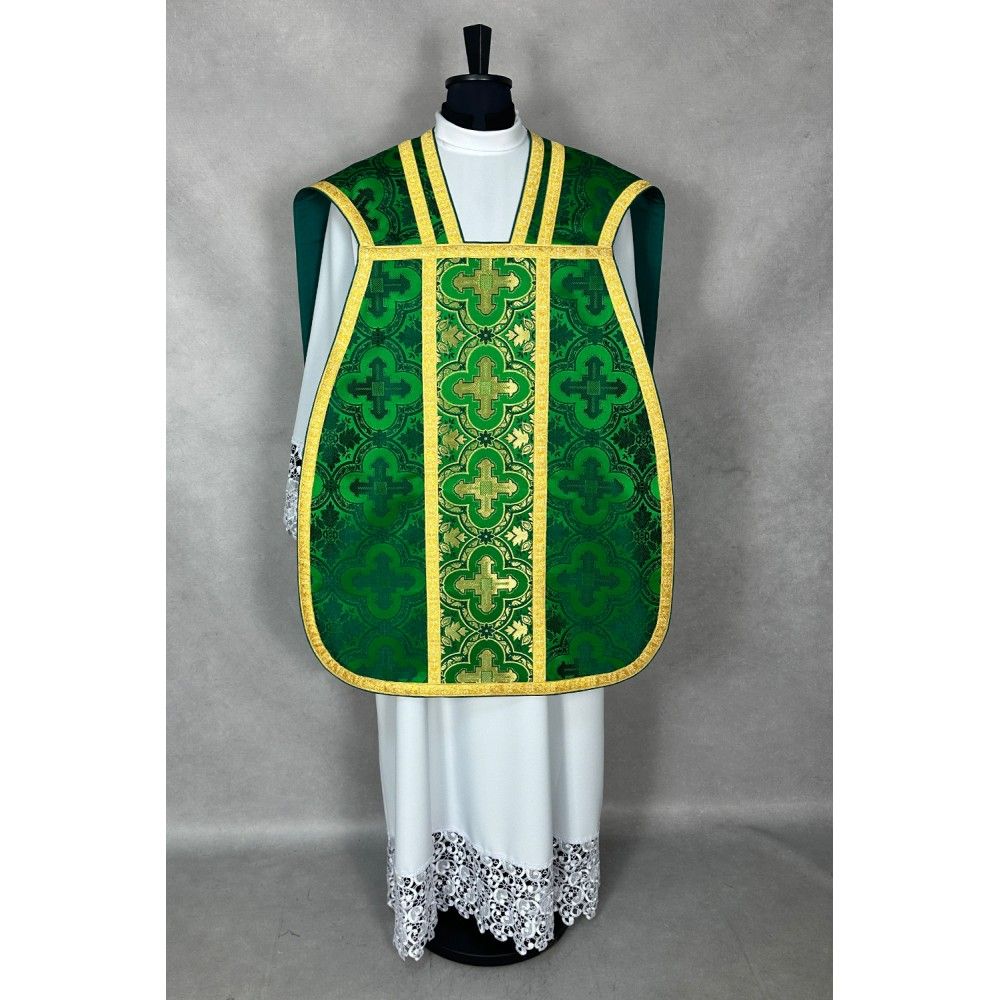 Ornat rzymski zielony + Stuła, Manipularz, Bursa i Welon na kielich (33K) - Ornaty rzymskie - zdjęcie 2 - Ornat rzymski zielony + Stuła, Manipularz, Bursa i Welon na kielich (33K)