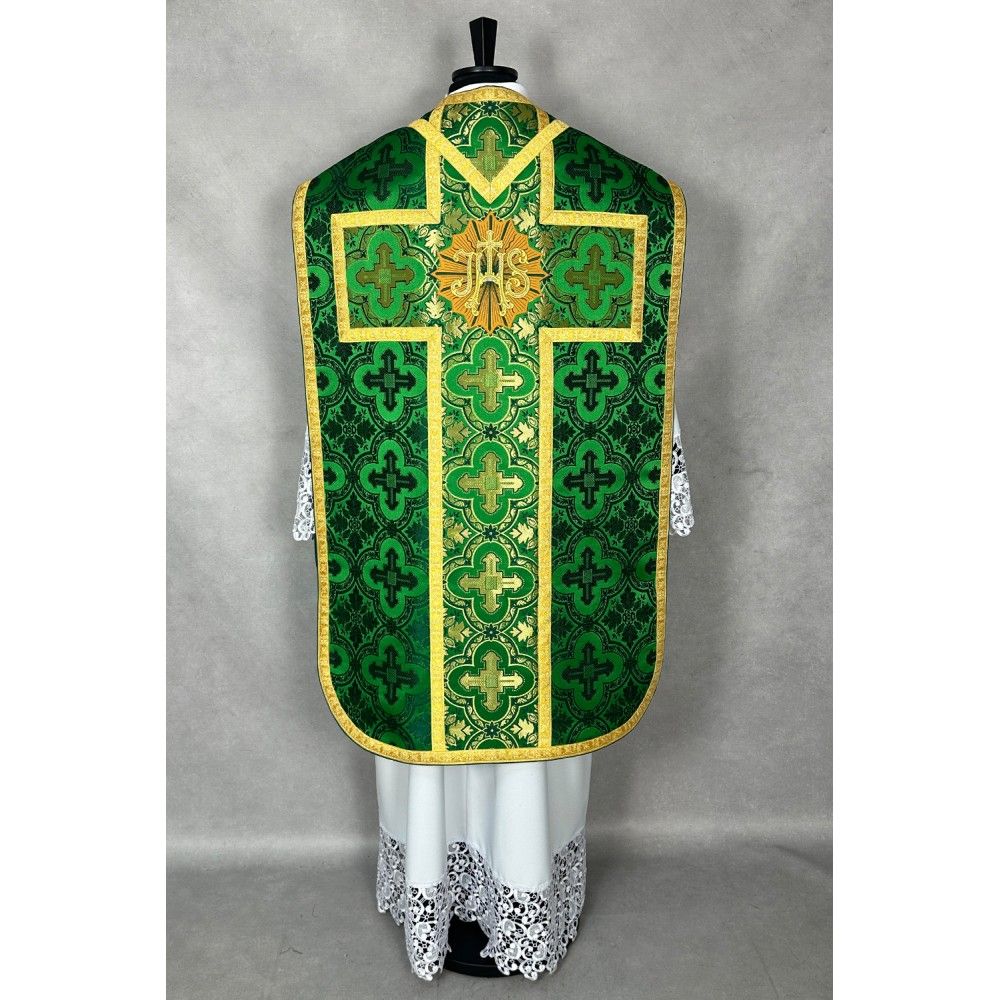 Ornat rzymski zielony + Stuła, Manipularz, Bursa i Welon na kielich (33K) - Ornaty rzymskie - zdjęcie 3 - Ornat rzymski zielony + Stuła, Manipularz, Bursa i Welon na kielich (33K)