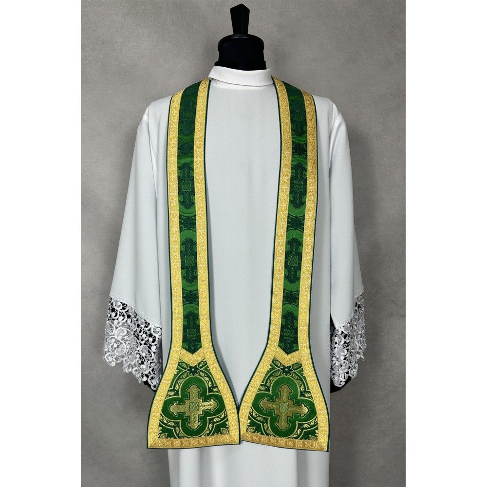 Ornat rzymski zielony + Stuła, Manipularz, Bursa i Welon na kielich (33K) - Ornaty rzymskie - zdjęcie 6 - Ornat rzymski zielony + Stuła, Manipularz, Bursa i Welon na kielich (33K)