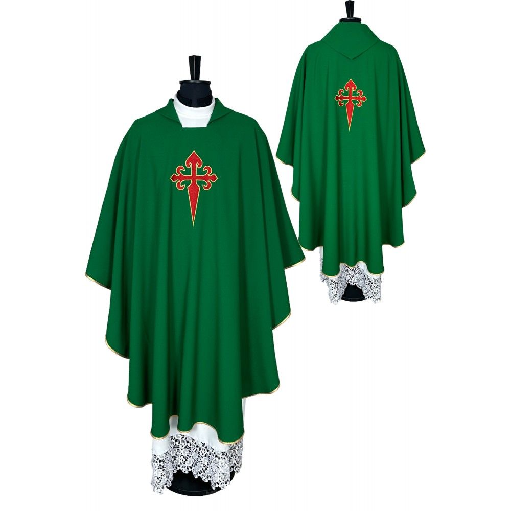 Ornat gotycki haftowany ze stułą - Krzyż Świętego Jakuba - Ornaty z wizerunkiem świętych - Nowość