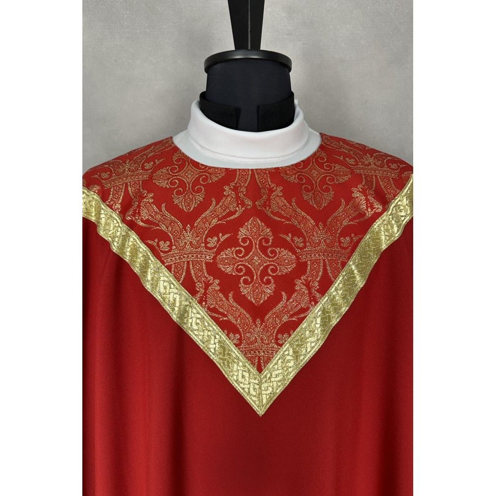 Ornat semi gotycki czerwony + stuła (35K) - Ornaty Semi Gotyckie - zdjęcie 2 - Ornat semi gotycki czerwony + stuła (35K)