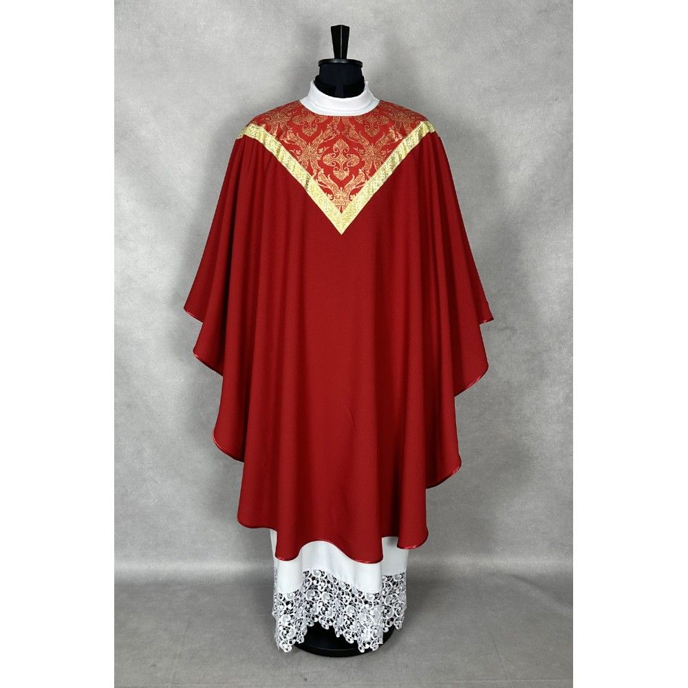 Ornat semi gotycki czerwony + stuła (35K) - Ornaty Semi Gotyckie - zdjęcie 4 - Ornat semi gotycki czerwony + stuła (35K)
