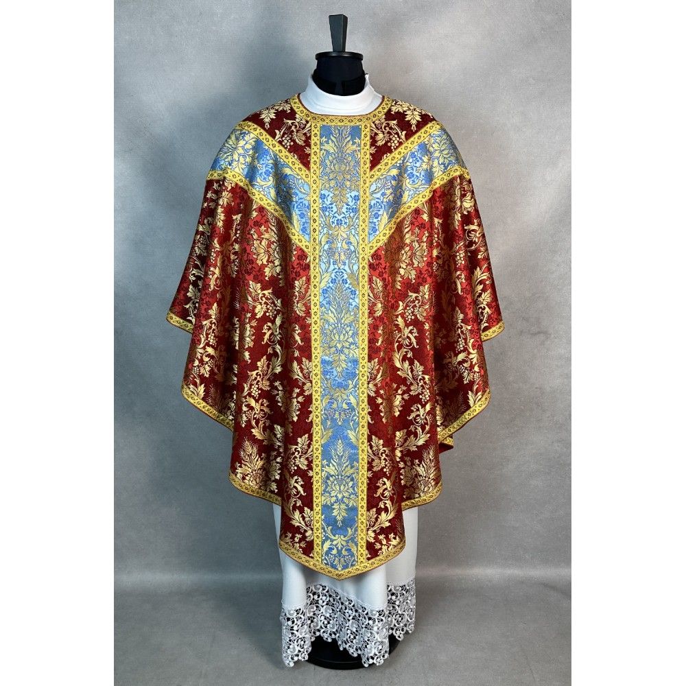 Ornat semi gotycki + stuła, bursa, manipularz, welon na kielich (37K) - Ornaty Semi Gotyckie - Nowość