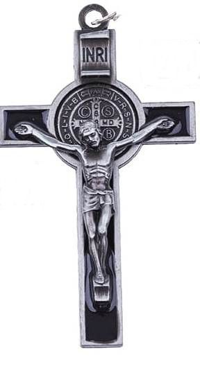 Krzyżyk Św. Benedykta 7,5x4,3 cm (czarna emalia) - KRZYŻE, KRZYŻYKI - Nowość