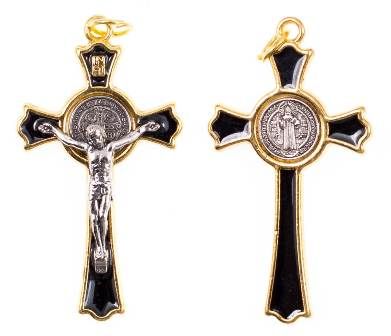 Krzyżyk Św. Benedykta 5x3 cm (czarna emalia) - KRZYŻE, KRZYŻYKI - Nowość