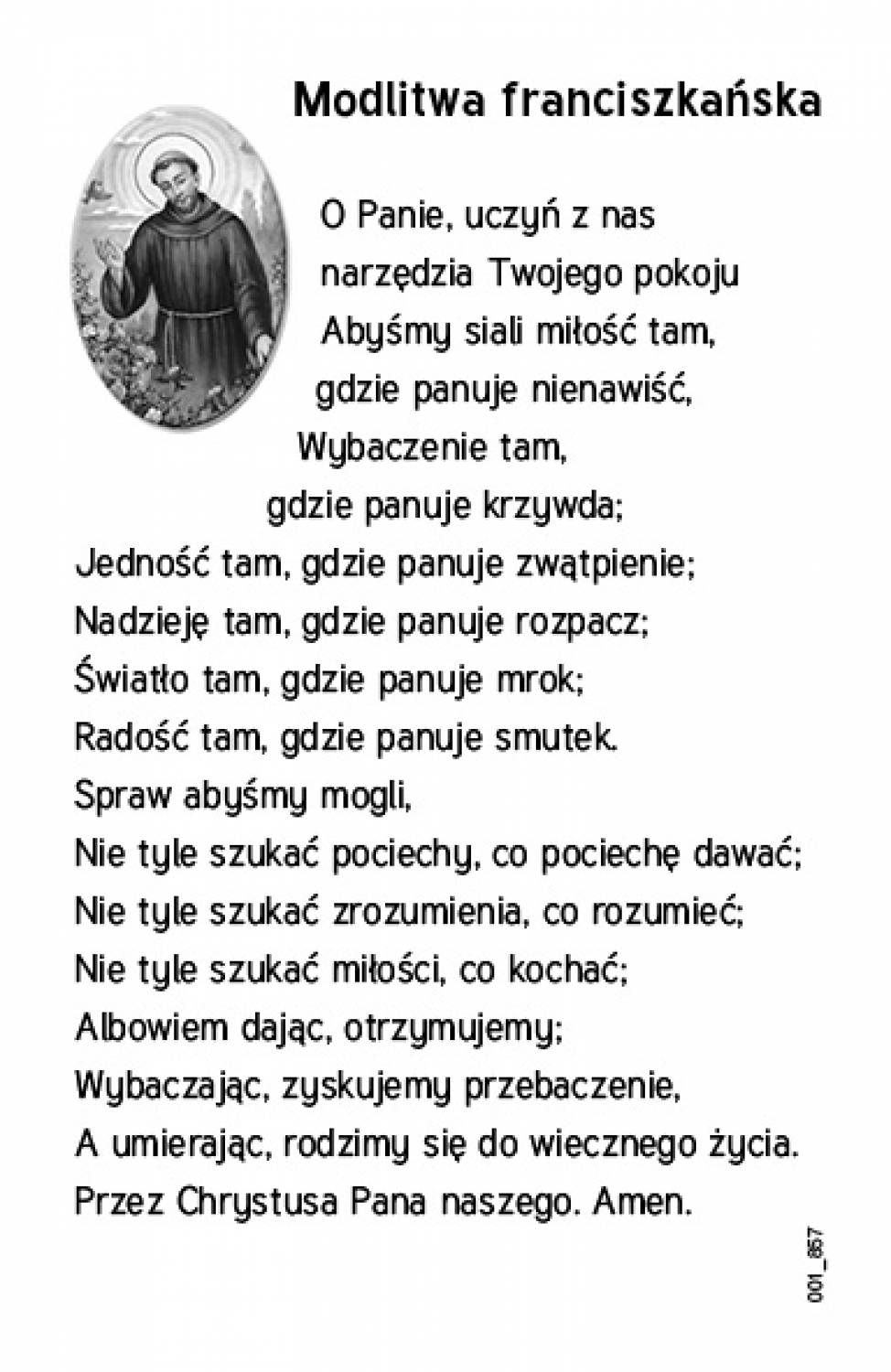 Obrazek religijny Święty Franciszek - OBRAZY RELIGIJNE - zdjęcie 2 - Obrazek religijny Święty Franciszek