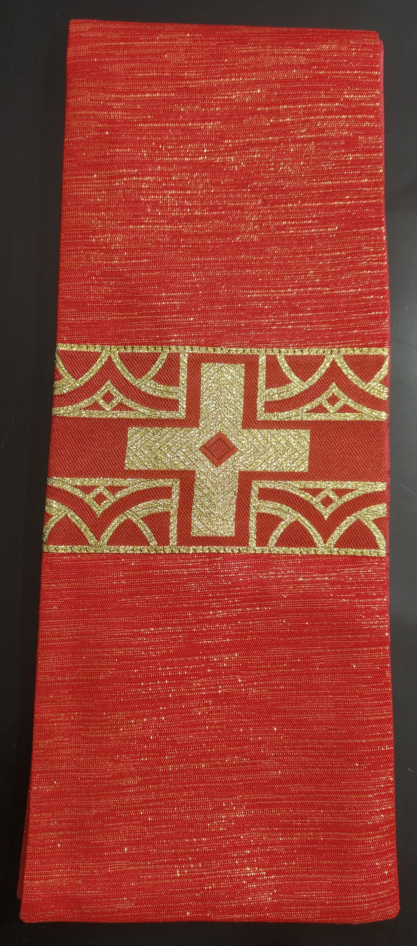 Stuła kapłańska czerwona + złote nici nr 42 - STUŁY - OKAZJA - Nowość