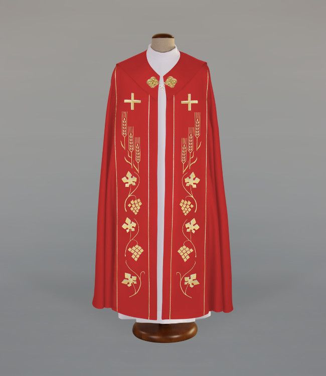 Kapa haftowana, czerwona (94) - KAPY NA WIELKI POST - Nowość