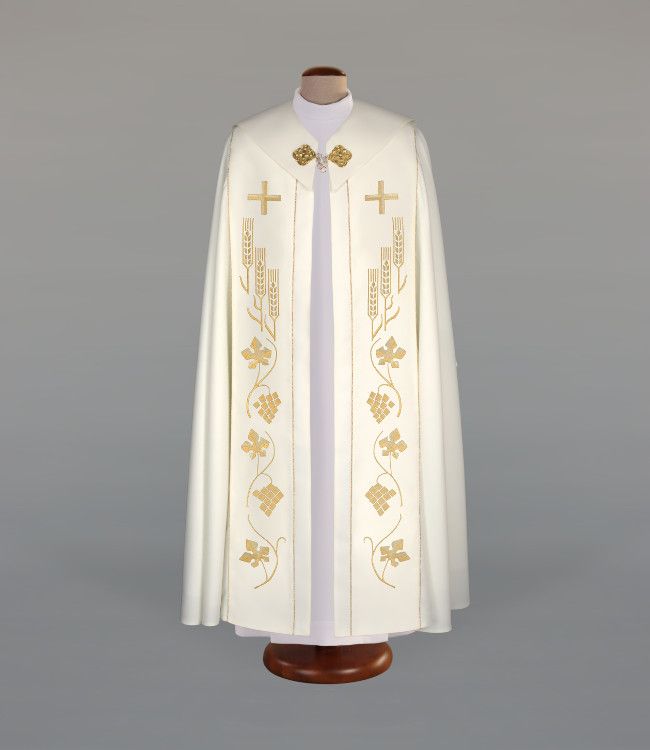 Kapa haftowana, ecru (95) - KAPY LITURGICZNE - Nowość