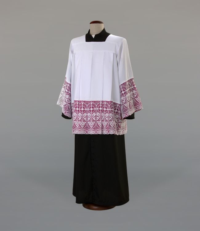 Komża kapłańska bawełnianą z gipiurą i podbitką kanonicką (14) - KOMŻE I ALBY  KAPŁAŃSKIE - Nowość