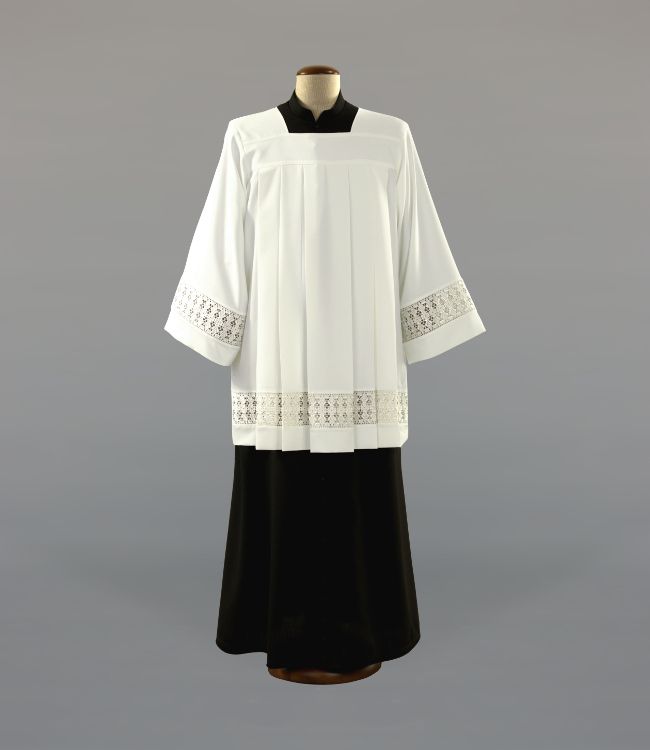 Komża kapłańska ecru, bawełniana wstawka - tkanina tropik (22) - KOMŻE I ALBY  KAPŁAŃSKIE - Nowość