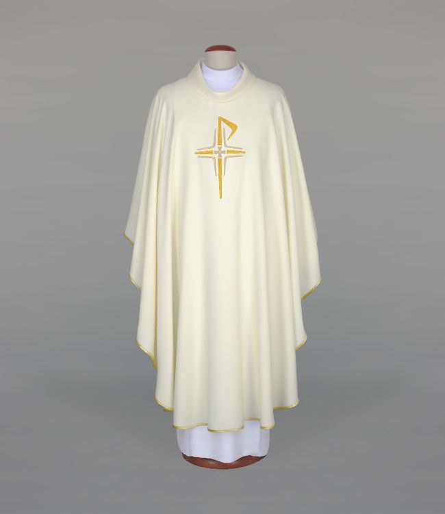 Ornat haftowany, ecru z motywem krzyża (A5) - Ornaty białe/ ecru - Nowość