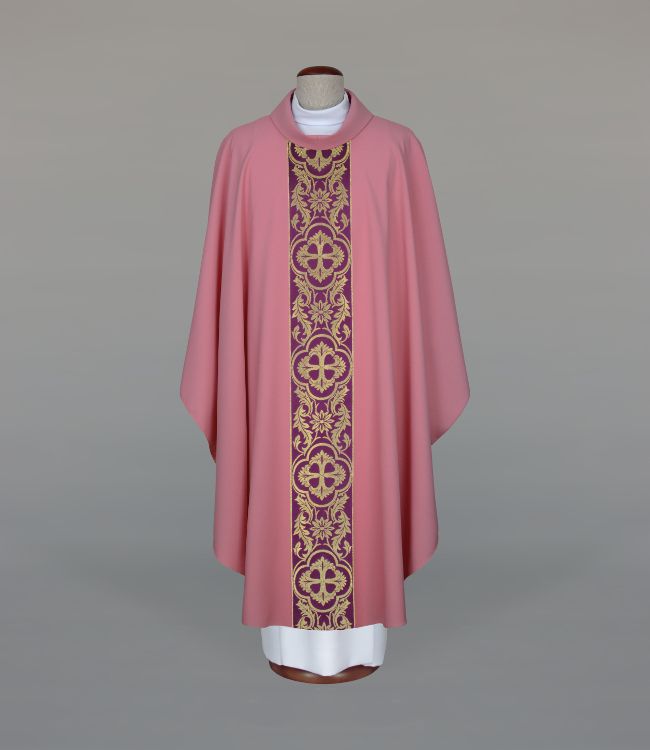 Ornat różowy z tkanym pasem (A8) - ORNATY NA WIELKI POST - Nowość