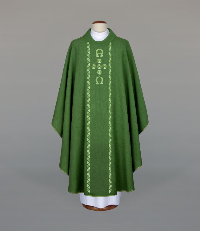 Ornat haftowany zielony Alfa i Omega (A16) - Ornaty zielone - Nowość